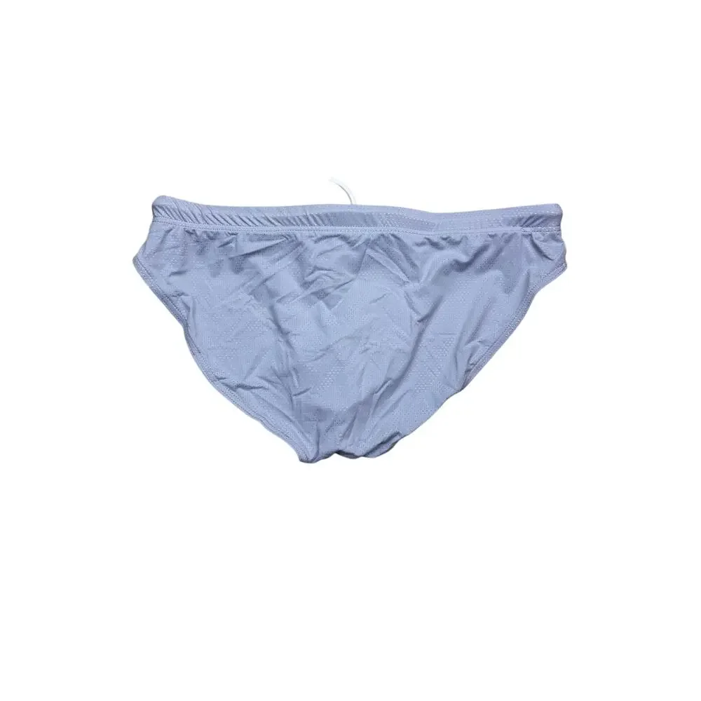Men’s White Swim Briefs Bikini Swimsuit Drawstring Perforated Mesh Size L NIP